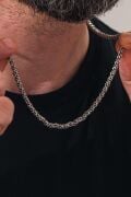 GÜMÜŞ 3.6 MM ERKEK KRAL ARNAVUT ZİNCİRİ MODEL OKSİTLİ KARARTMALI ZİNCİR KOLYE